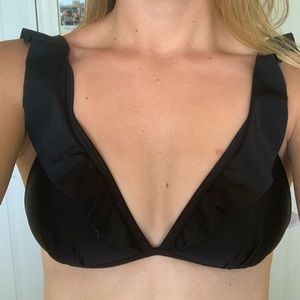 Ruffled shoulder bikini top